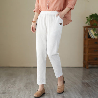 LORENA - Pantalón de Mezcla de Algodón y Lino