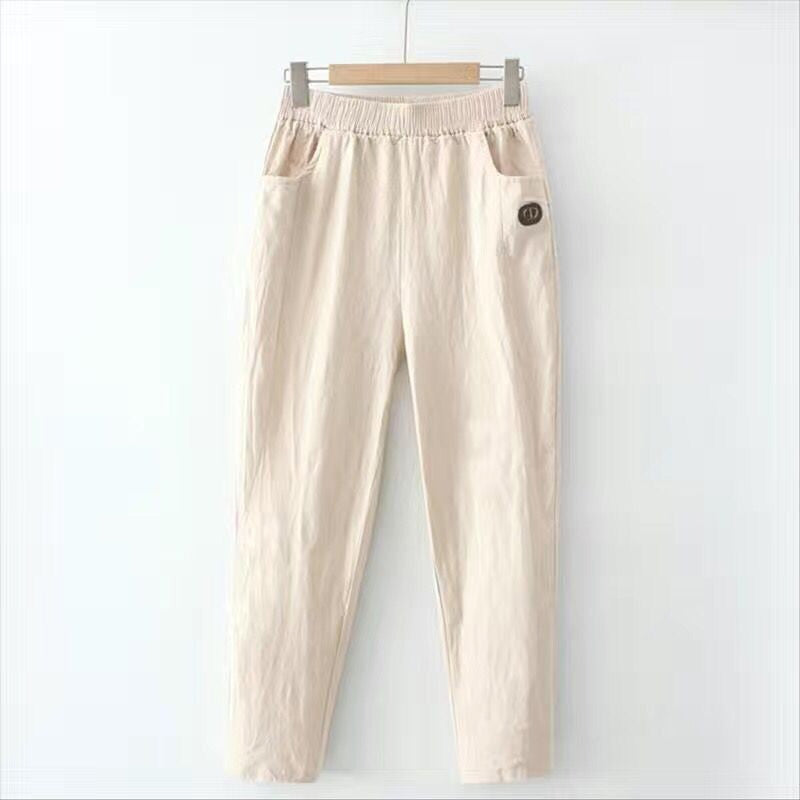 LORENA - Pantalón de Mezcla de Algodón y Lino