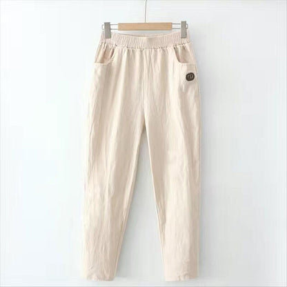 LORENA - Pantalón de Mezcla de Algodón y Lino