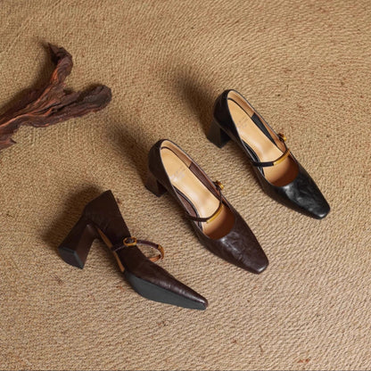Maela | Zapatos de Tacón de Piel Genuina