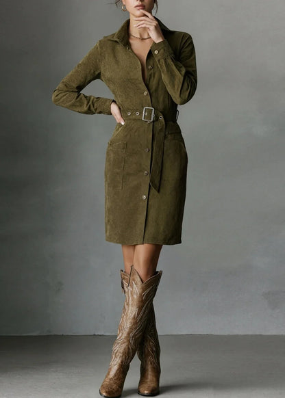 Camilla | Vestido mini chic en suede con cinturón