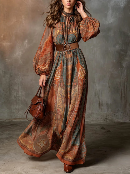 Serena | Vestido boho con estampado y cinturón