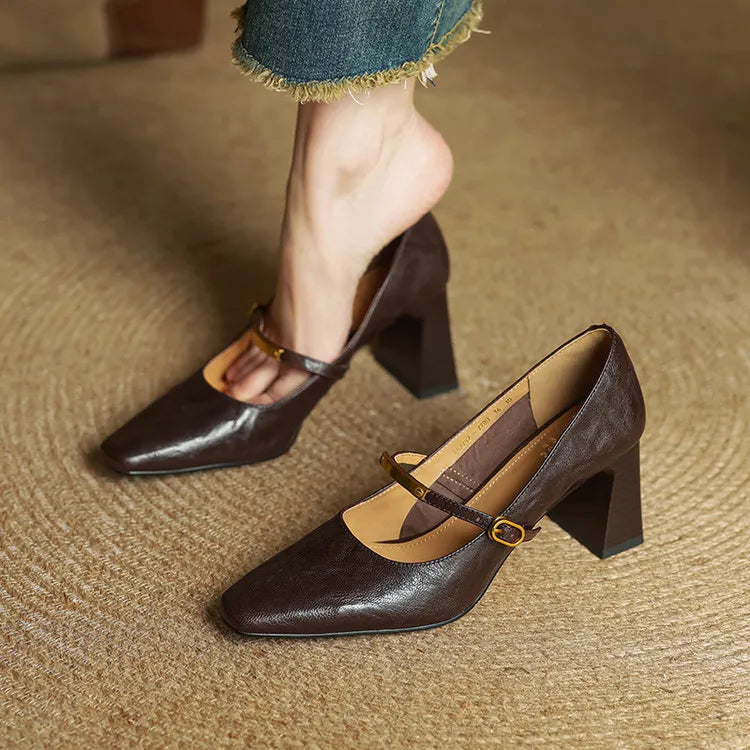 Maela | Zapatos de Tacón de Piel Genuina