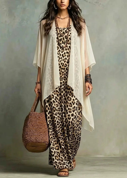 Ludovica | Conjunto boho en chifón con estampado de leopardo