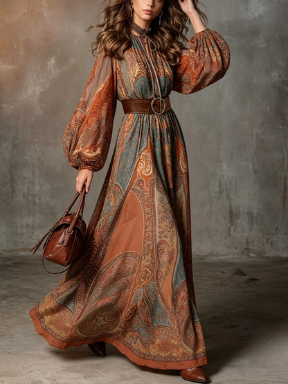 Serena | Vestido boho con estampado y cinturón