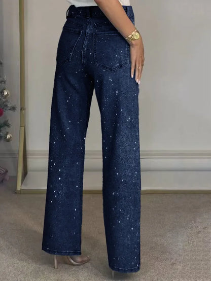 Soraia - Vaqueros denim con pedrería para mujer
