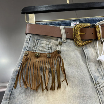 Maya - Pantalones cortos vaqueros con flecos