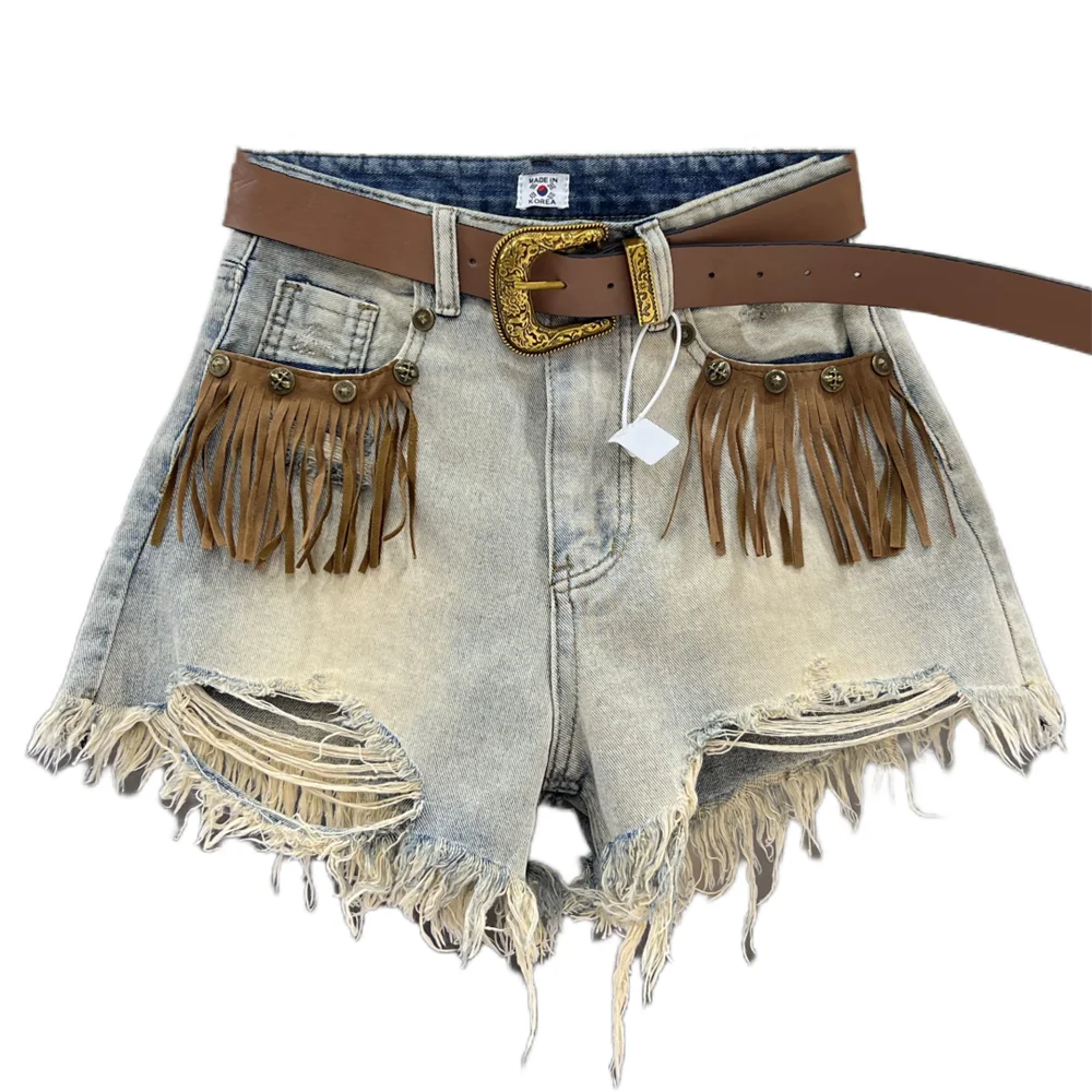 Pantalones cortos vaqueros con flecos
