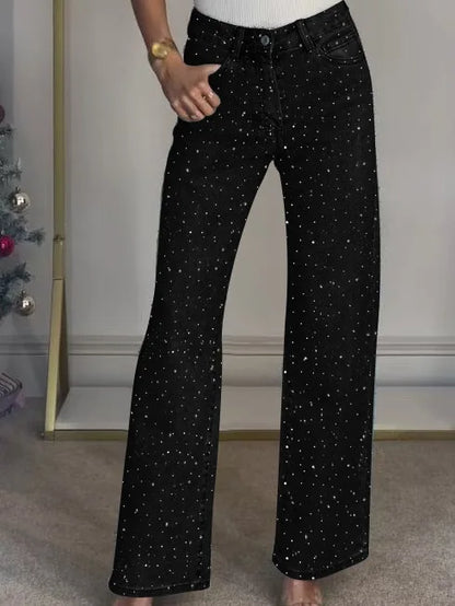Soraia - Vaqueros denim con pedrería para mujer