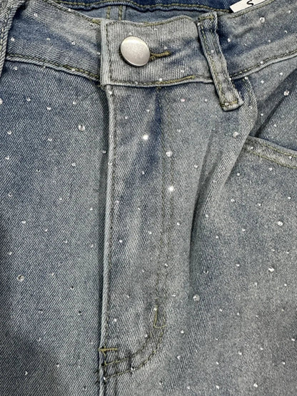 Soraia - Vaqueros denim con pedrería para mujer