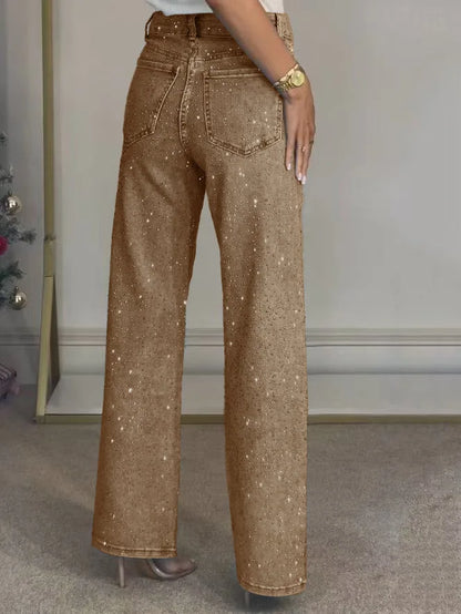 Soraia - Vaqueros denim con pedrería para mujer