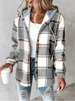 SARAH - Sobrecamisa de Cuadros con Capucha