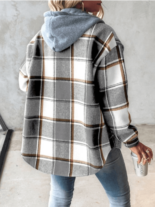 SARAH - Sobrecamisa de Cuadros con Capucha
