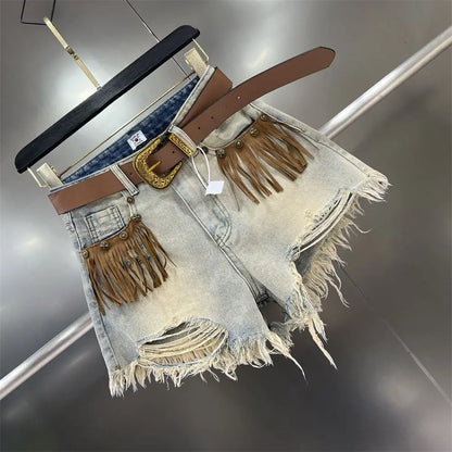 Maya - Pantalones cortos vaqueros con flecos