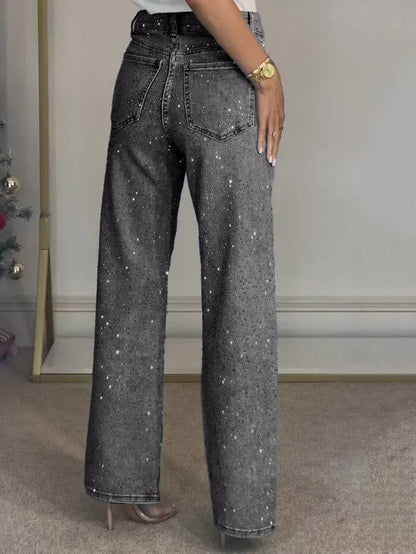 Soraia - Vaqueros denim con pedrería para mujer