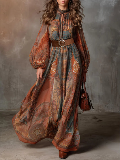 Serena | Vestido boho con estampado y cinturón