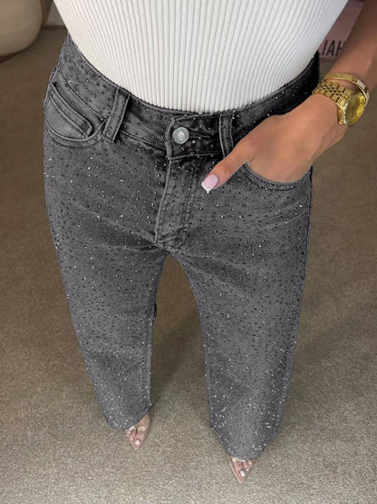 Soraia - Vaqueros denim con pedrería para mujer