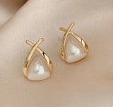 Pendientes Vintage Gota Perla Cruz y Triángulo