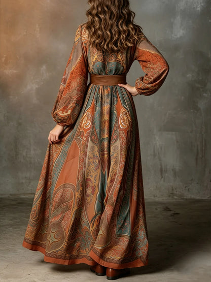 Serena | Vestido boho con estampado y cinturón