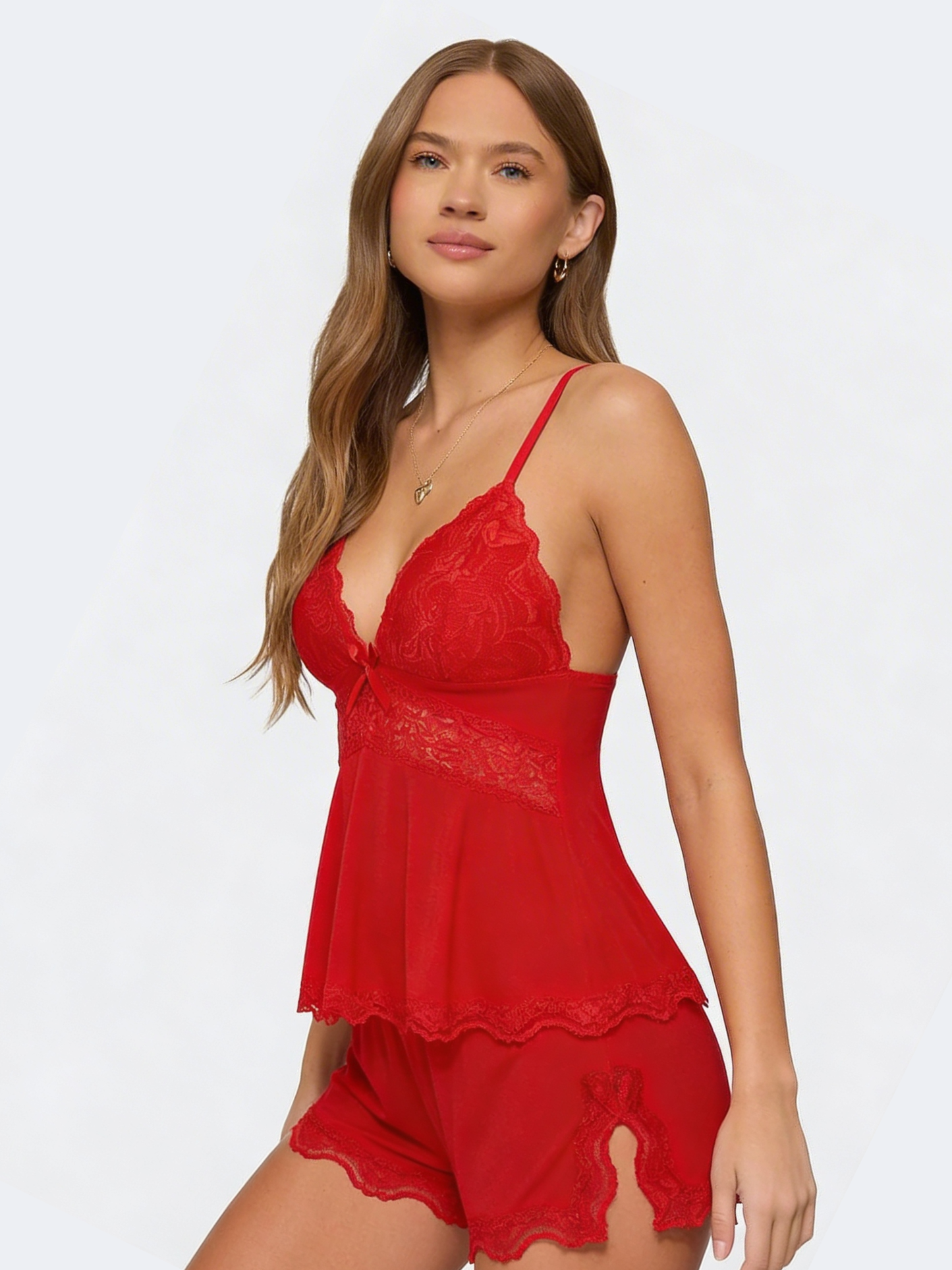 AMELIA - Conjunto de Pijama con Encaje y Short