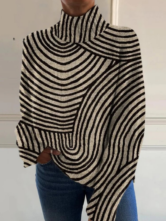 Carys | Jersey de Cuello Alto Estampado de Líneas