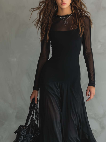 Norma | Vestido largo amplio en tul negro