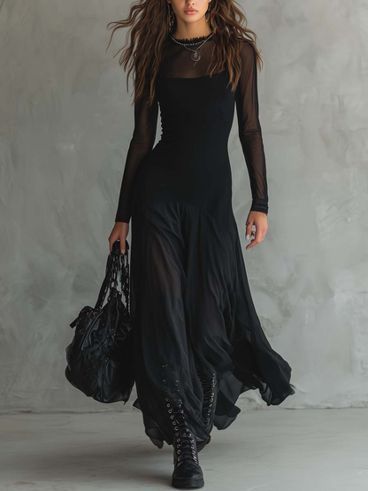 Norma | Vestido largo amplio en tul negro