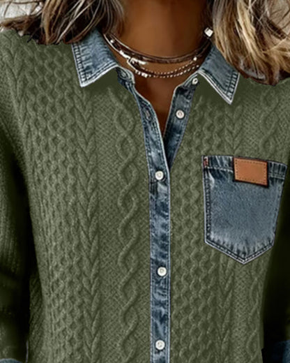 Patricia | Chaqueta de Punto con Detalles Vaqueros