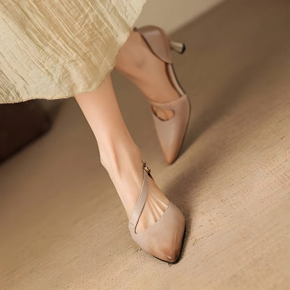 Avena | Zapatos de Tacón de Piel Genuina con Tiras Cruzadas