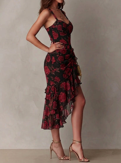 Anara - Vestido floral con volantes