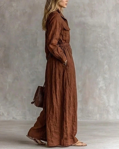Aurora | Vestido largo boho con cinturón elástico y bolsillos