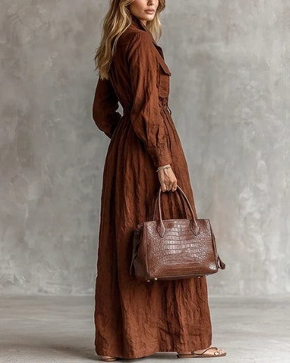 Aurora | Vestido largo boho con cinturón elástico y bolsillos