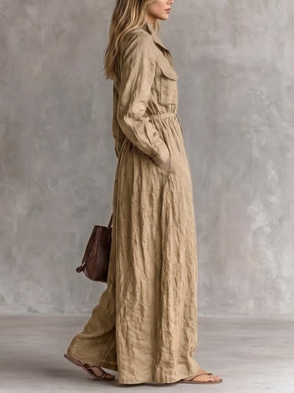 Aurora | Vestido largo boho con cinturón elástico y bolsillos