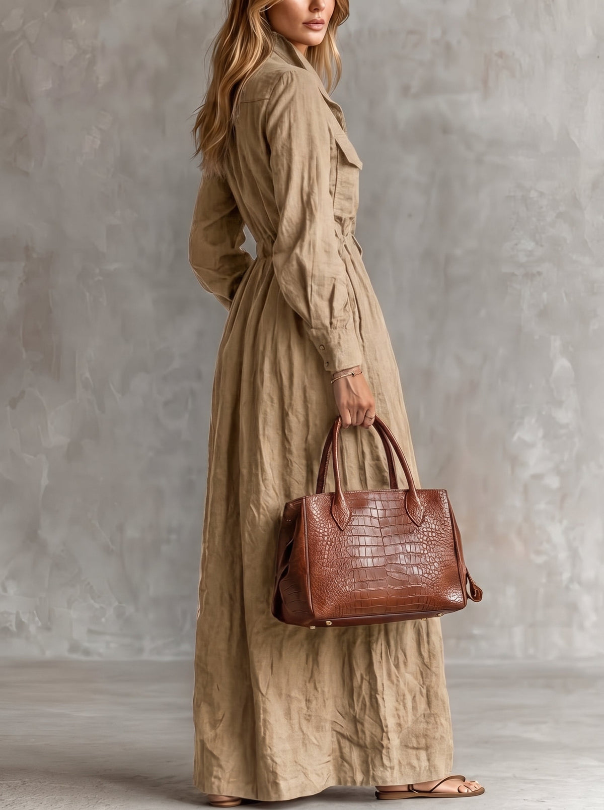 Aurora | Vestido largo boho con cinturón elástico y bolsillos