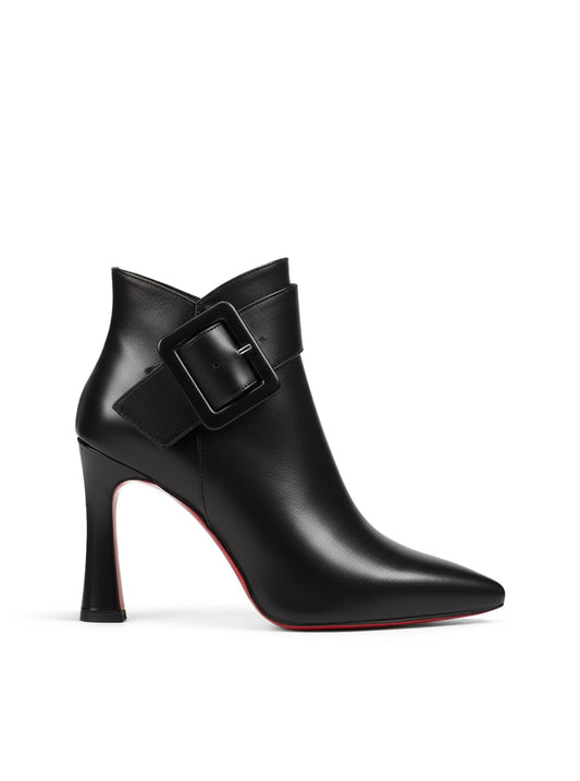 CARLA - Botines de Piel Vegana con Maxi Hebilla y Tacón Esculpido de 10 cm