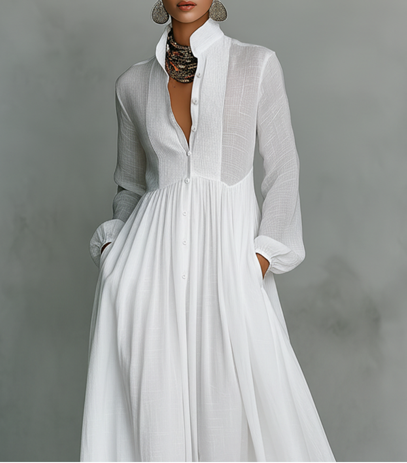 Alessia | Vestido largo minimalista con patchwork