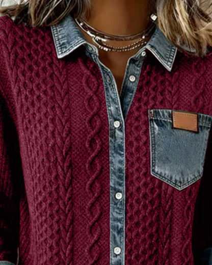 Patricia | Chaqueta de Punto con Detalles Vaqueros