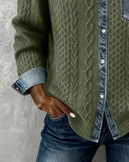 Patricia | Chaqueta de Punto con Detalles Vaqueros