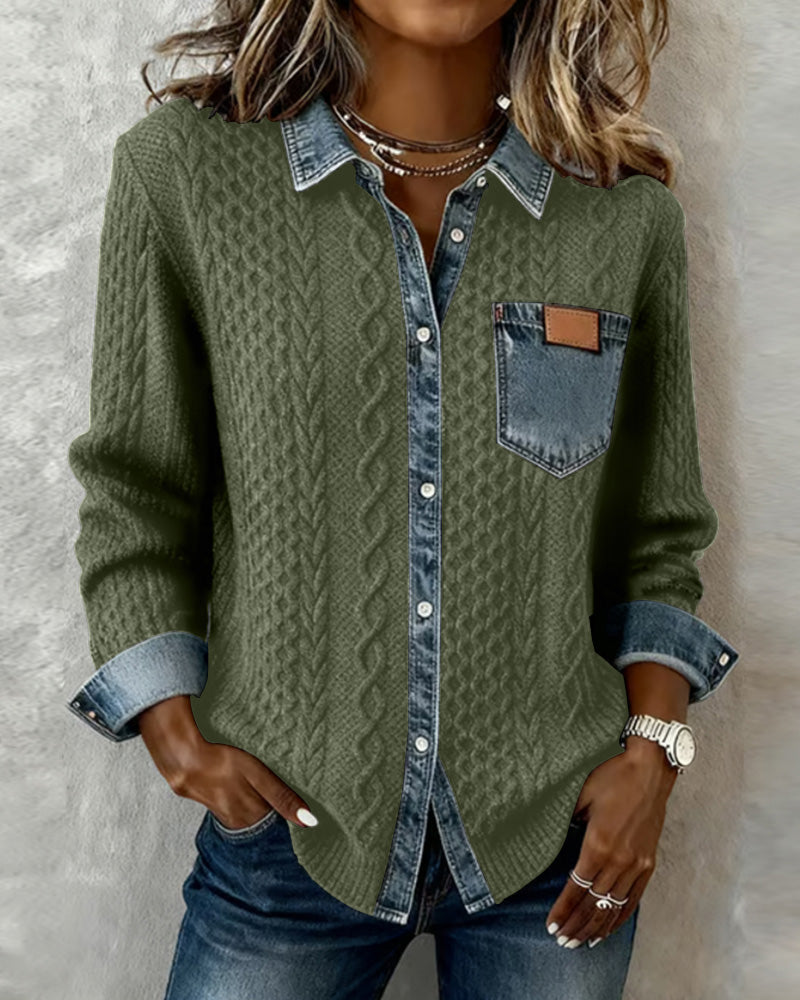 Patricia | Chaqueta de Punto con Detalles Vaqueros
