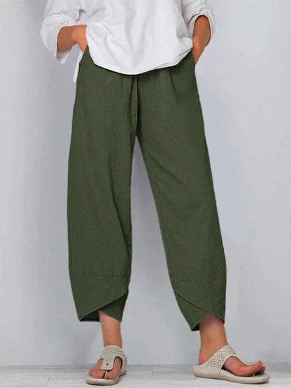 Giulia | Pantalones de lino y algodón de pierna ancha
