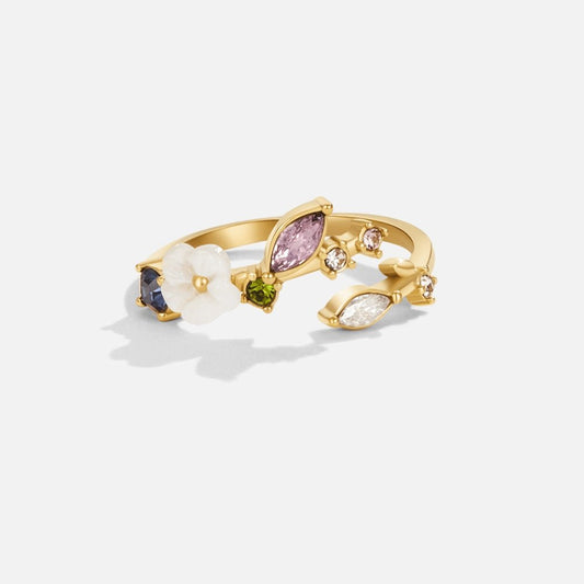 Anillo Flor blanca cristalina US 5-7