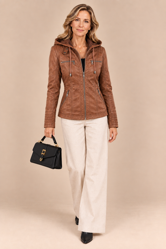 Cassia | Chaqueta Motera con Capucha Desmontable