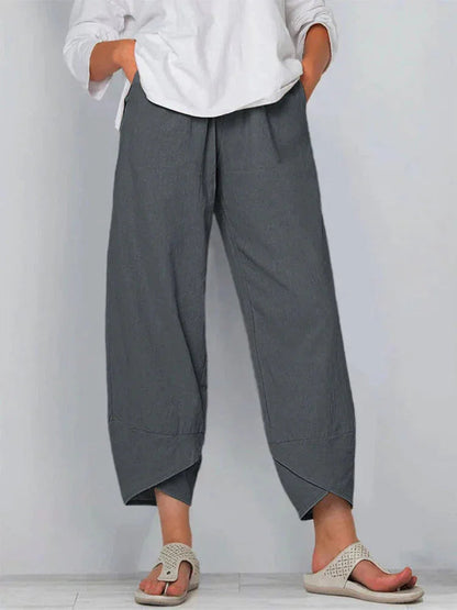 Giulia | Pantalones de lino y algodón de pierna ancha