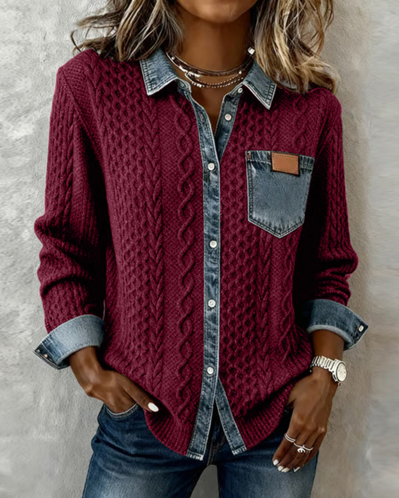 Patricia | Chaqueta de Punto con Detalles Vaqueros