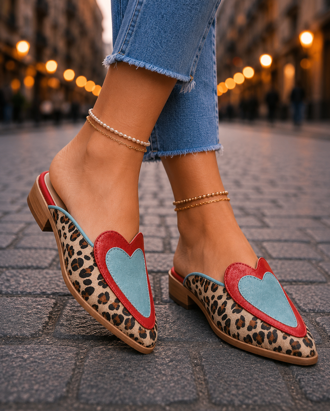 Perla Mules Destalonados con Estampado de Leopardo