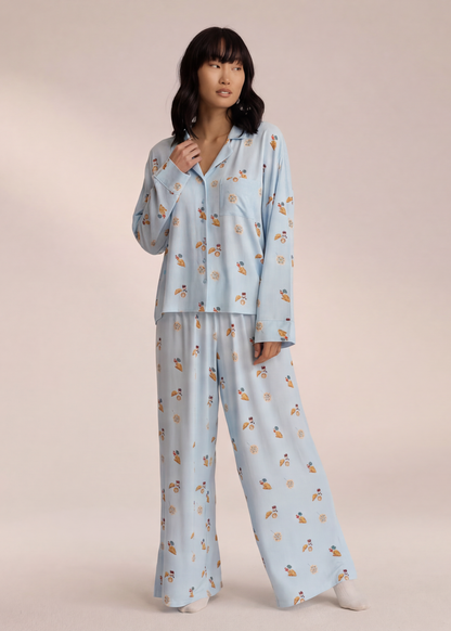 MELINA - Conjunto de Pijama con Camisa y Pantalón Estampado