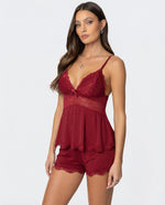 AMELIA - Conjunto de Pijama con Encaje y Short