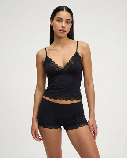 ELARA - Conjunto de Pijama con Encaje y Short