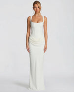 SILVIA - Vestido Maxi Corsé con Drapeado en la Cadera