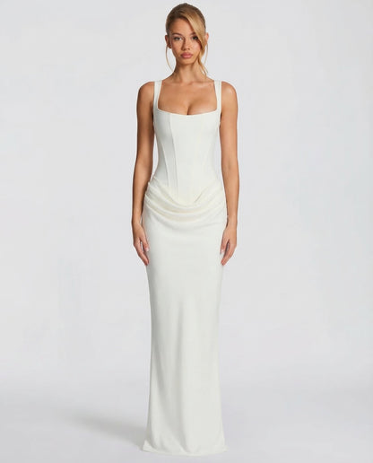SILVIA - Vestido Maxi Corsé con Drapeado en la Cadera